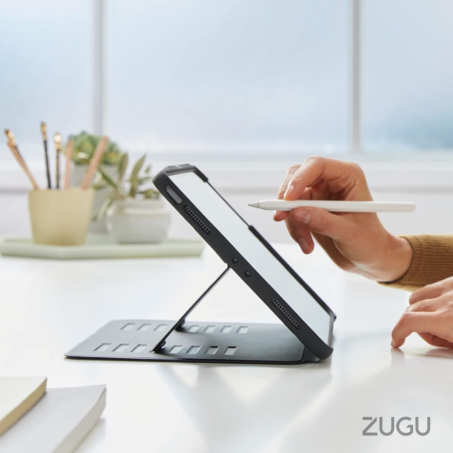 ZUGU CASE for iPad Air 11 (M3 2025 / M2 2024) iPad Air 4 & 5 10.9 Inch (2020/2022) - Protective, Ultra Thin, Magnetic Stand, Sleep/Wake Cover with Apple Pencil Charging & Storage - Desert Rose