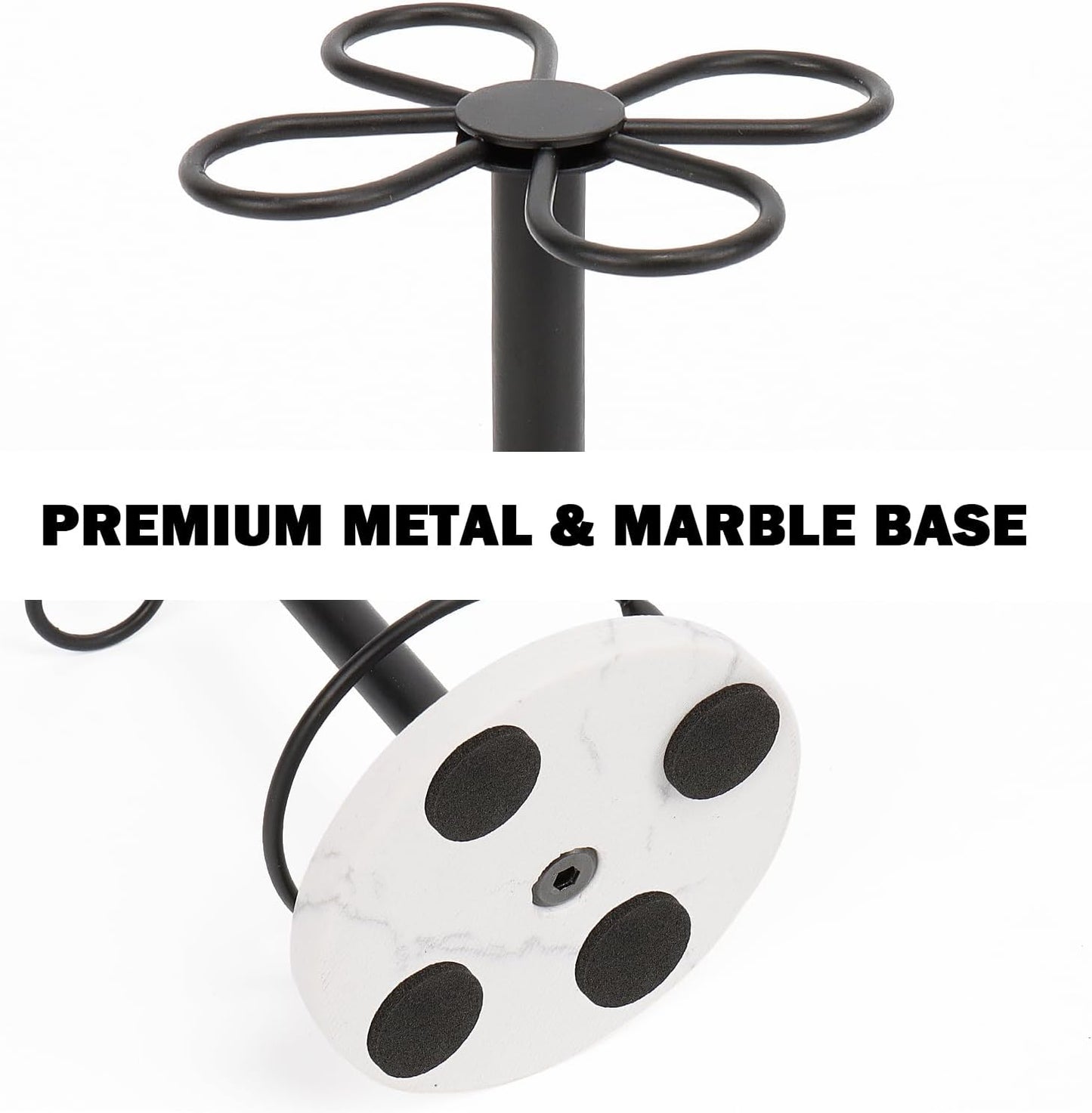 HarJue Toothbrush Holder Stand for Bathroom, Metal Toothbrush Organizer with Marble Base, Toothbrush Storage Collection for Family, Suitable for Home Hotel Countertop Vanity (Small, Matte Black)