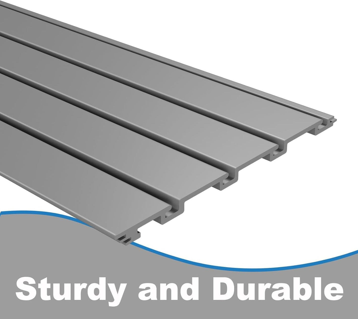 Duzzy Slatwall Panel, 4' H x 8' W PVC Slat Wall Paneling for Garage Wall Storage Organizer with Slatwall Hooks and Hangers (Grey)