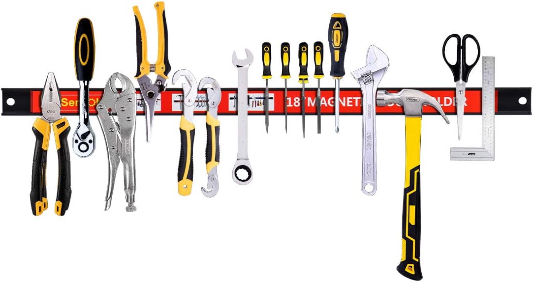 Magnetic Tool Holder 18 Inch 8 Pack Heavy Duty Magnet Tool Bar Strip Rack Wall Mount Red