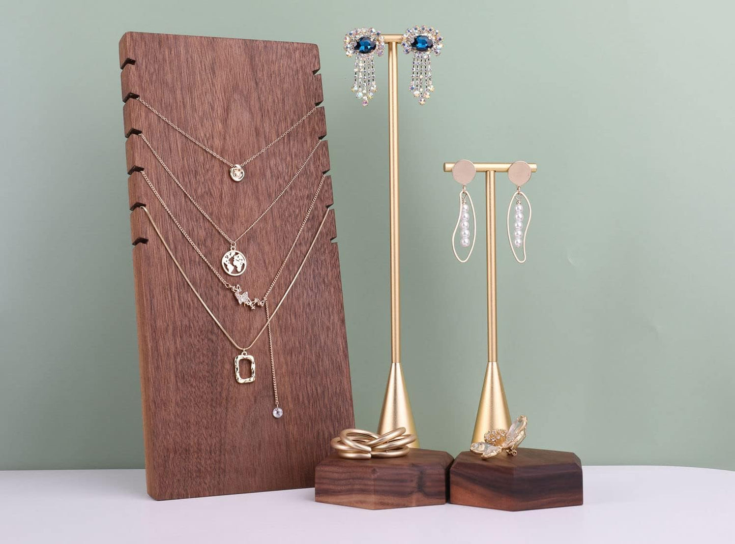 GemeShou Gold Earring Display Stand for selling, Stable Jewelry Earring Holder, Metal ear hanger photography props【Gold-Cone Base Height 7.9"】