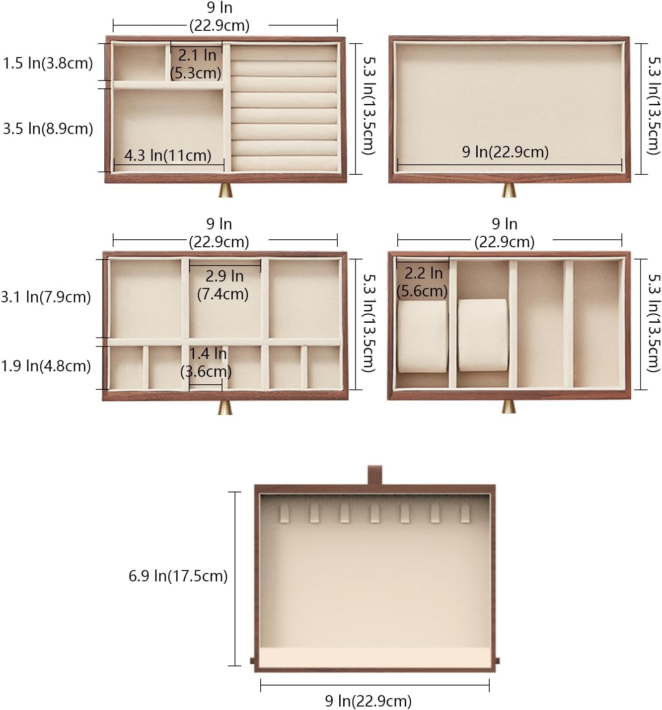 Black Walnut Wooden Jewelry Box for Women 4 Layer with Glass Lid and Pull-out Necklace Storage Layer Watch Necklace Ring Earring Storage,Christmas Gifts