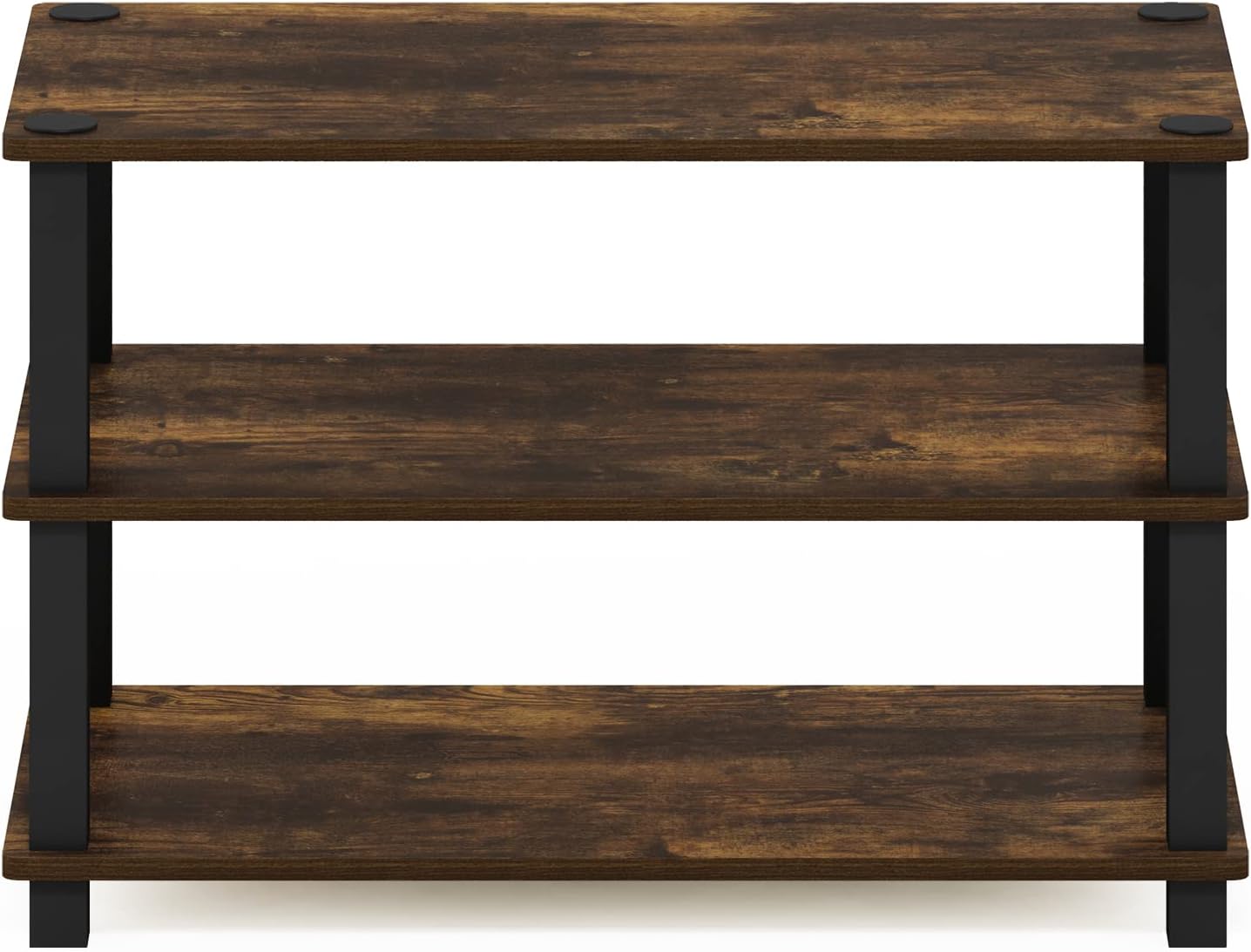 Furinno Turn-S-Tube 3-Tier Shoe Rack, Amber Pine/Black