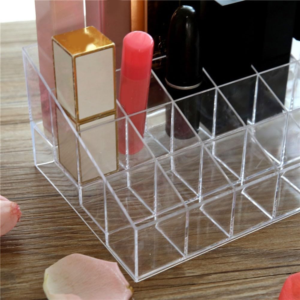 Acrylic Makeup Organizer 4 Tier Storage Rack Clear Cosmetic Shelf for Nail Polish, Lipstick, Essential Oil Bottle Holder Desktop Beauty Organizer with Railing to Tipping