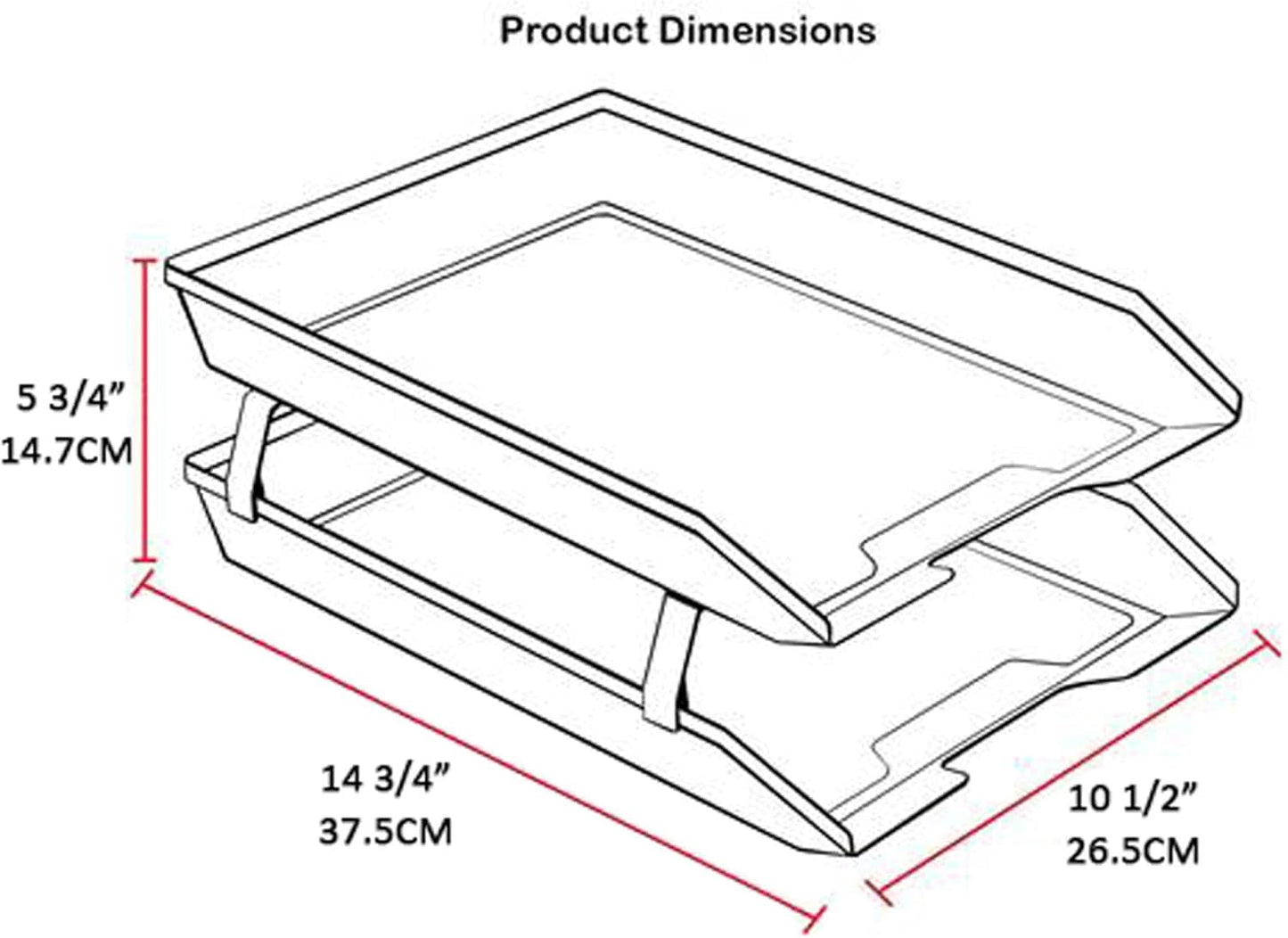 Acrimet Facility 2 Tier Letter Tray, Front Load, Letter Size/A4, Desktop File Organizer, Plastic (Clear Smoke Color)