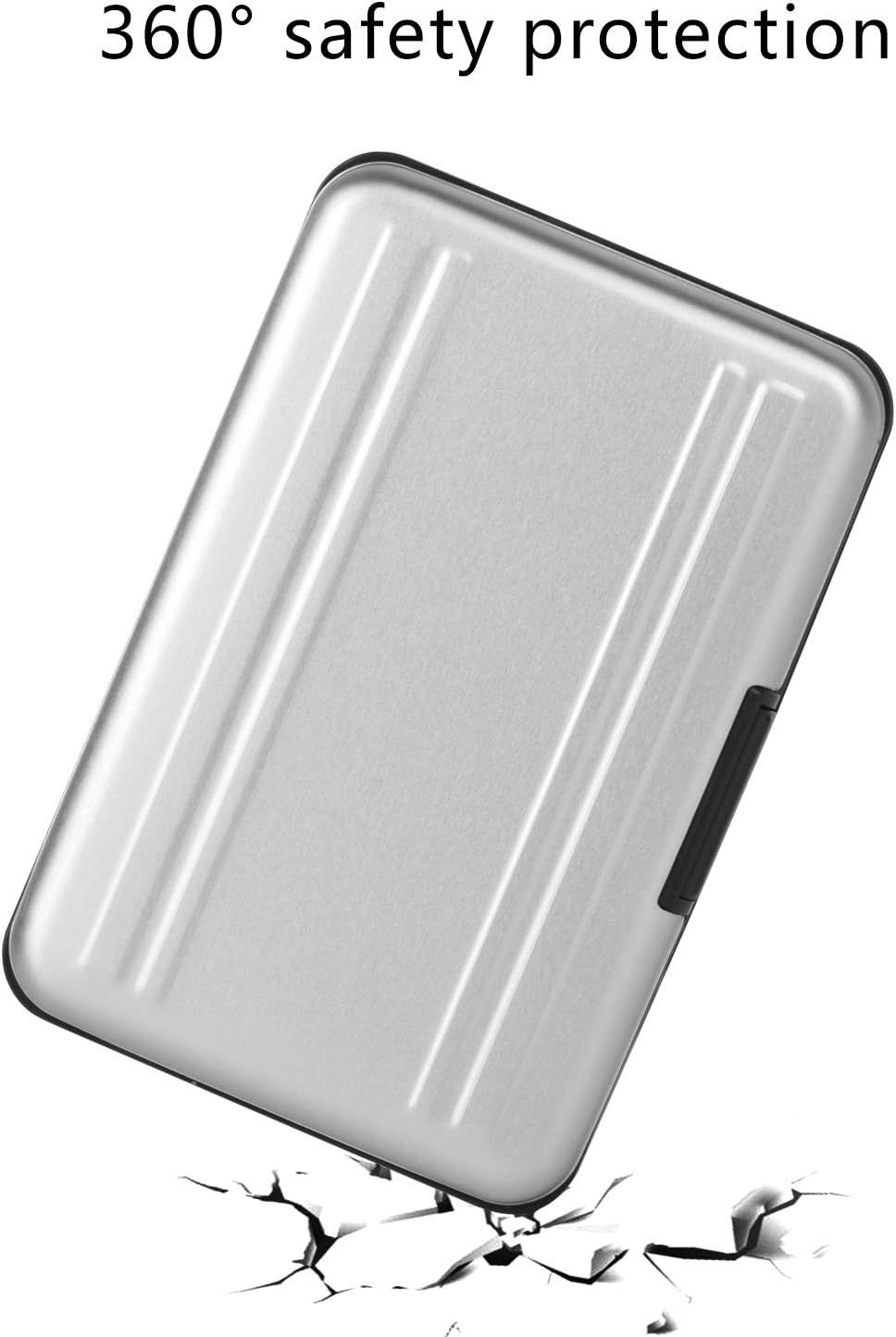 Aluminum Shock Resistant Carrying Box Memory Card Storage Case Holder 8 Slots for SD SDHC MMC Micro SD TF Cards Silver