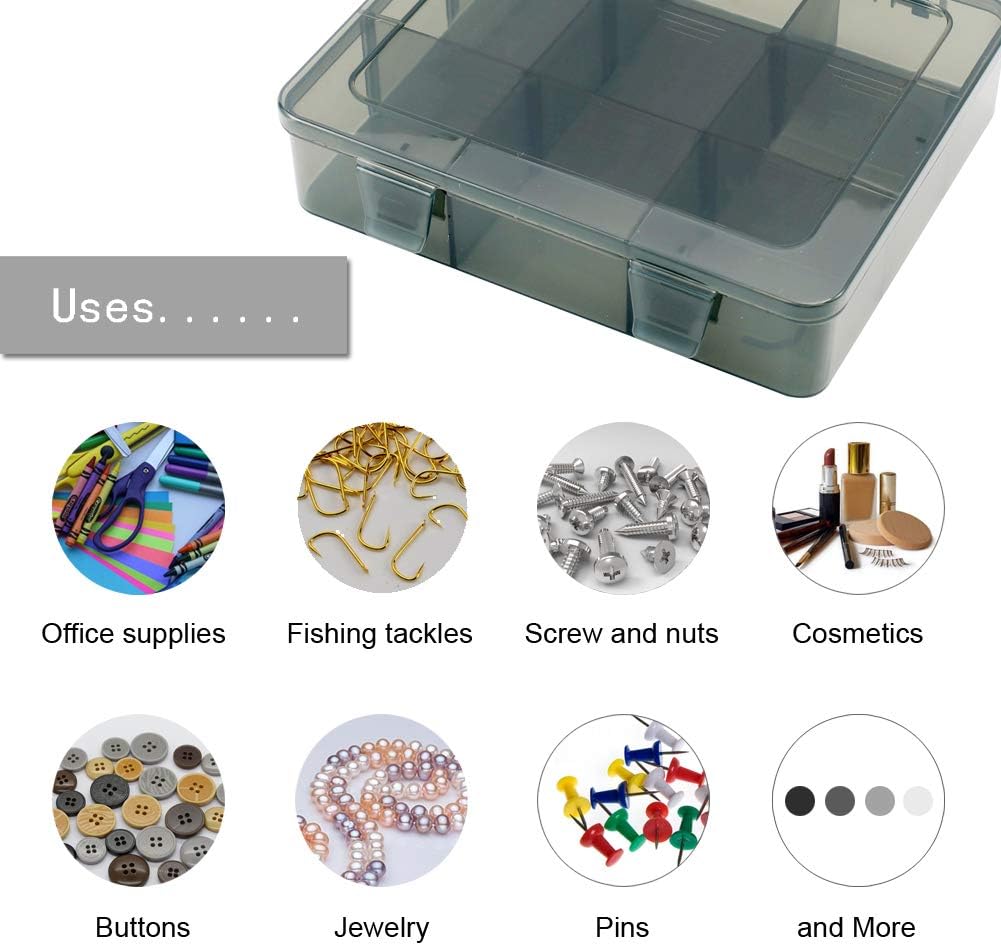 2 Pack Plastic Storage Organizer Box, Storage Container, Jewelry Organizer, Parts Storage Box with Dividers for Crafts, Beads, Buttons, Ornaments, Metal Parts(9 Grids 2 Pack)
