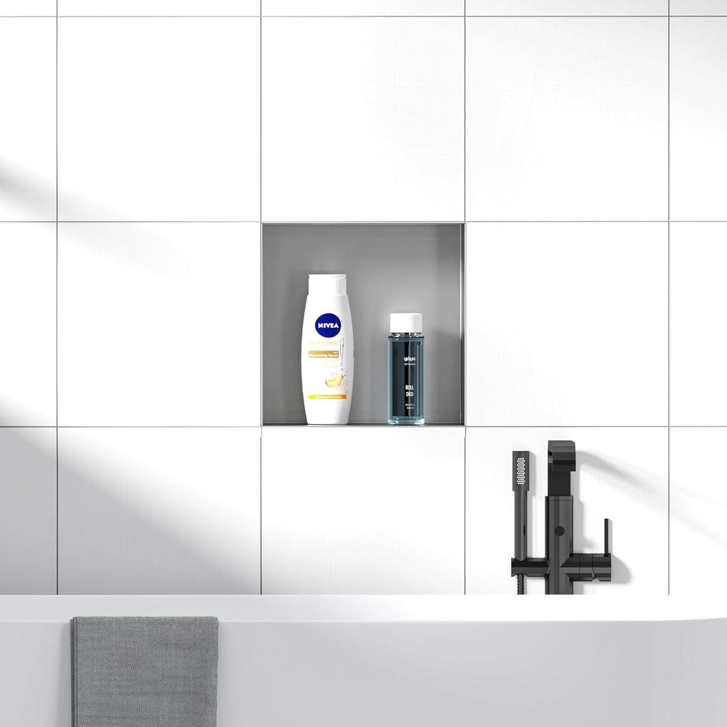 Stainless Steel Shower Niche 12" X 12", No Tile Needed Wall Niche Shower, Recessed Shower Shelf for Bathroom Storage, Brushed Nickel