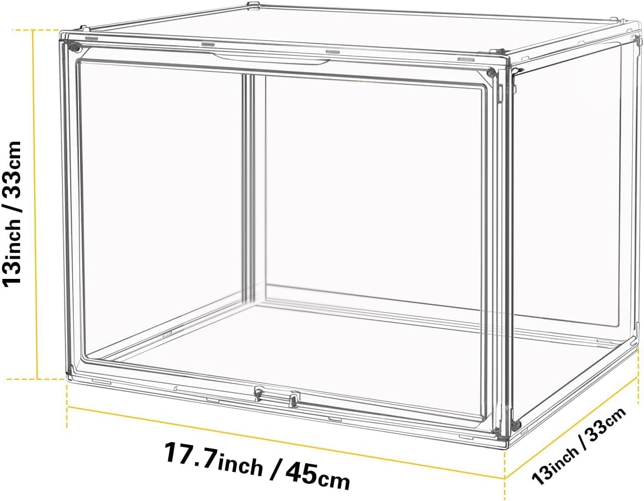 Clear Stackable Plastic Storage Bins with Lid, Dustproof Display Cases, Extra Large Figures Collectibles Showcase, Boot & Shoe Boxes, Helmet Protection Organizer (Clear-XL-3 Pack)