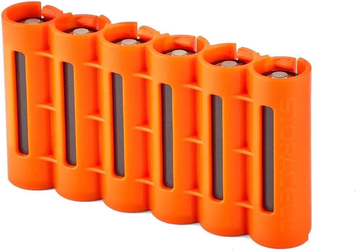 Storacell AA Battery Storage Caddy (2 Pack), Orange, Holds 6 AA Batteries (Not Included), The Original Battery Caddy, Made in The USA