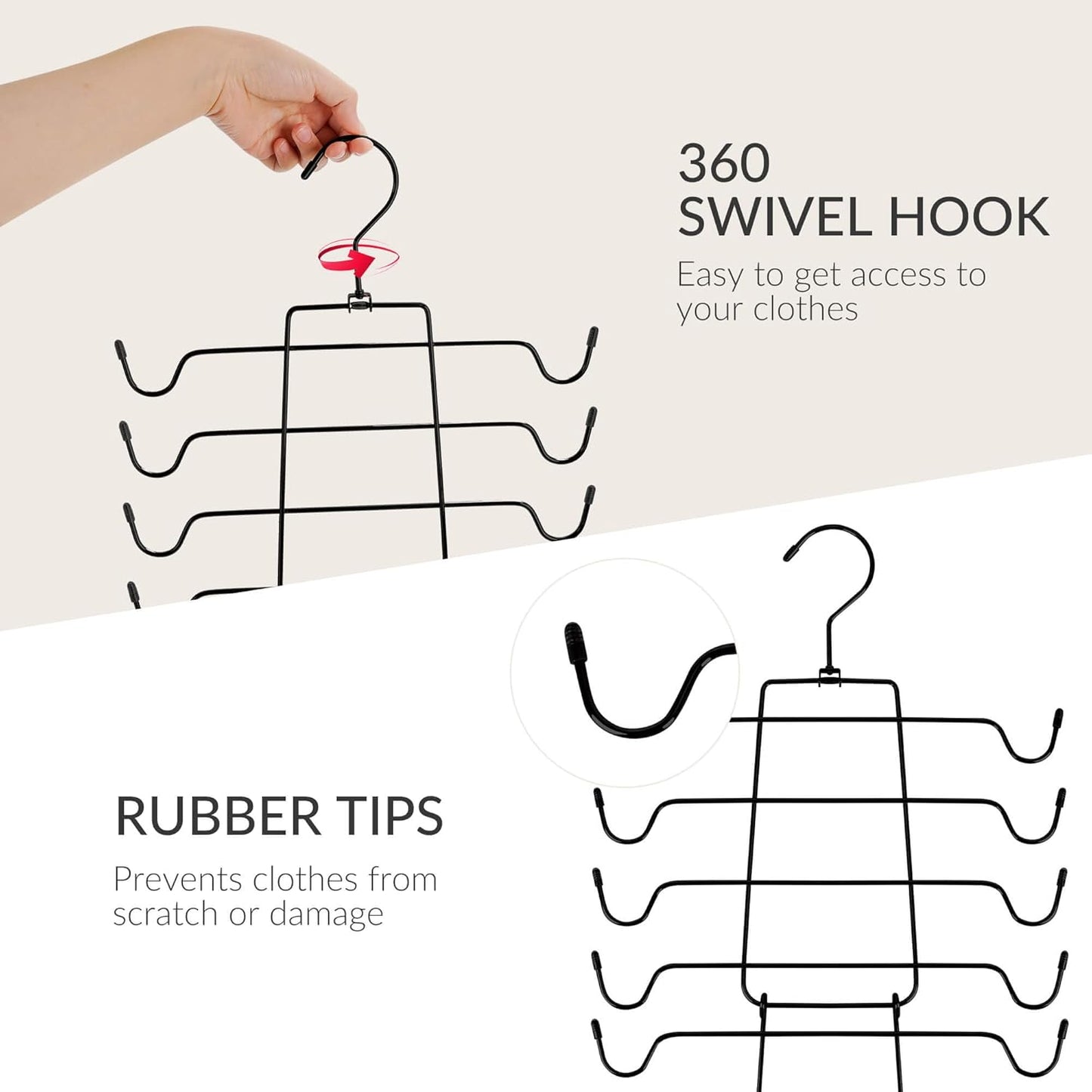 ZEDODIER 3 Pack Tank Top Hanger Space Saving, Bra Hangers for Closet Organizer, Hanging Bra Organizer Tank Tops Holder with 24 Hooks, Metal Closet Organizers and Storage Small Space Solutions, Black