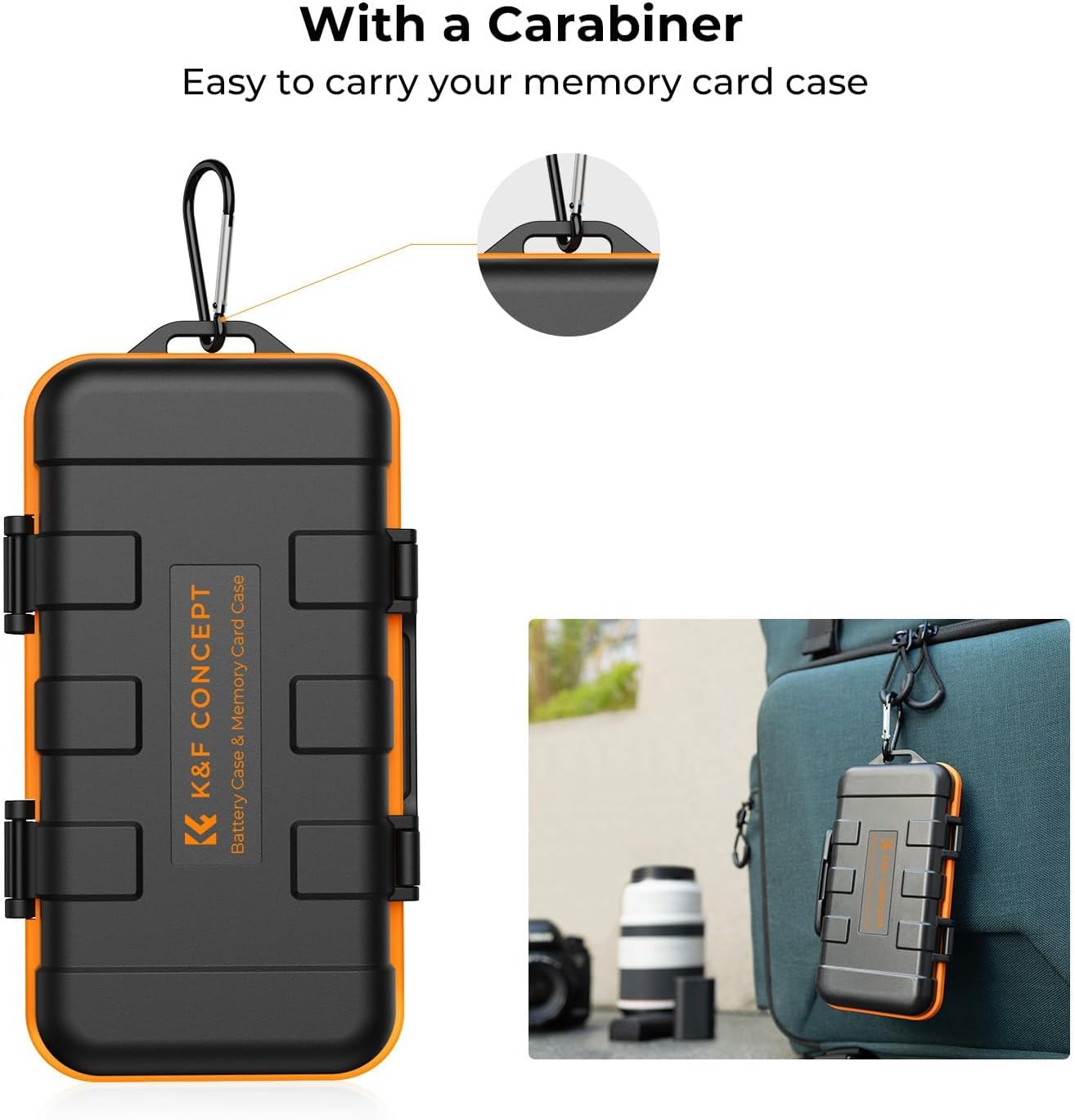 K&F CONCEPT Camera Battery SD Card Holder for 4 SD Cards/6 TF/2 CF/2 XQDs Cards, 2 Slots Battery Storage Case, Water-Resistant Anti-Shock Case for DSLRs, Action Camera Batteries, NP-FZ100