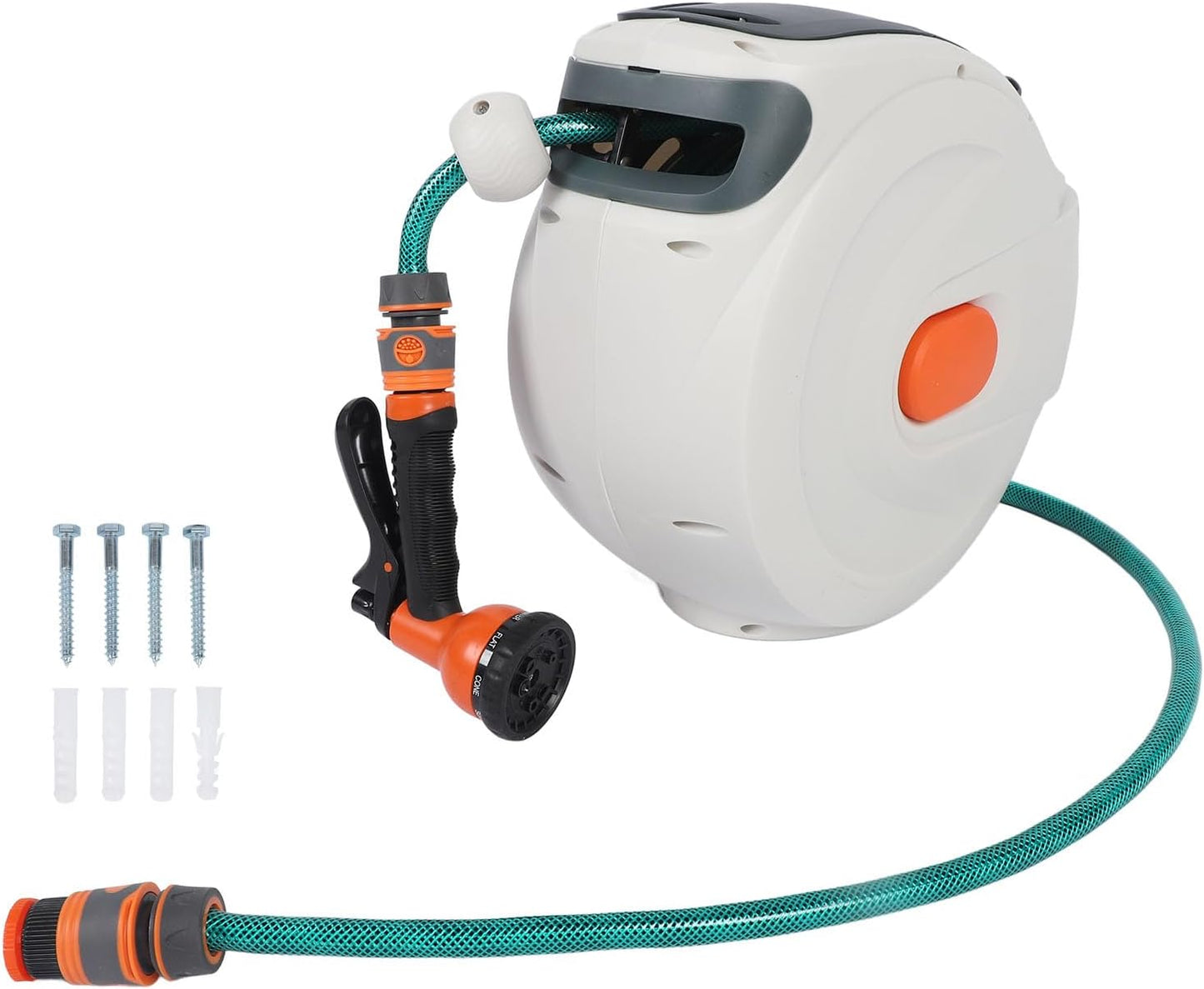 Fafeicy Retractable Garden Hose Reel, 180 Degree ABS Retractable Garden Hose Reel Wall Mount Any Length Lock for Watering