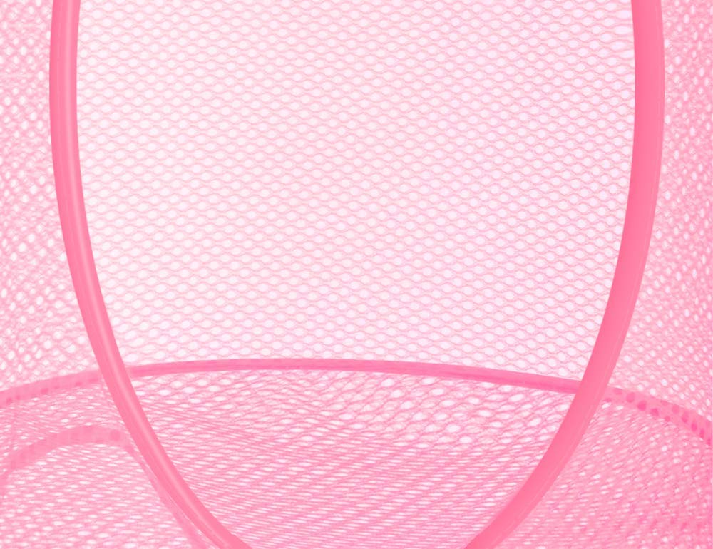 Libeder Mesh Hanging Storage Space Saver Bags Organizer,Foldable Storage Organizer 3 Compartments Toy Storage Basket for Kids Room Bathroom 2 Sets Pink