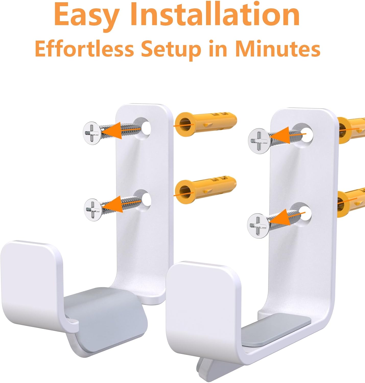 2PCS Ironing Board Holder Wall Mount White, Stainless Steel Ironing Board Hanger for Laundry Room, Adjustable Distance Holder Hook