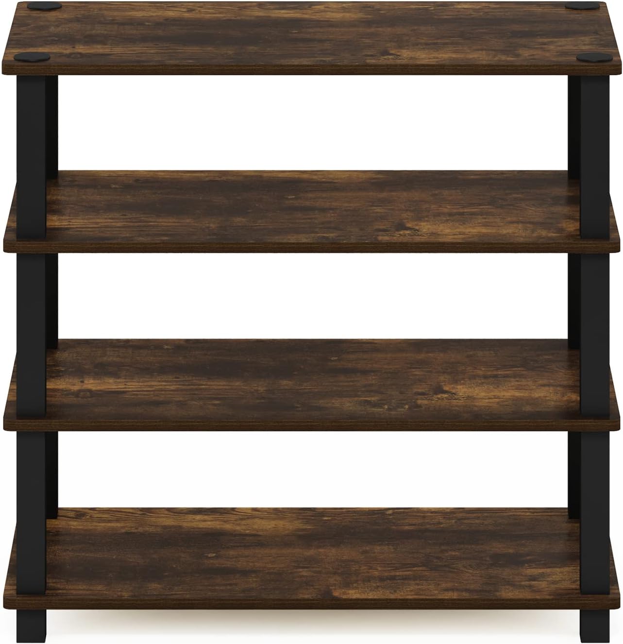 Furinno Turn-S-Tube 4-Tier Shoe Rack, Amber Pine/Black