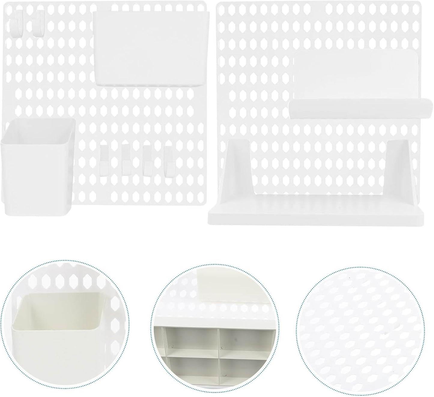 Wall Pegboard Storage Shelf White Plastic Organizer Rack for Hanging Wall Storage DIY Combination Holder for Keys Towels Toothbrushes Mini Pots