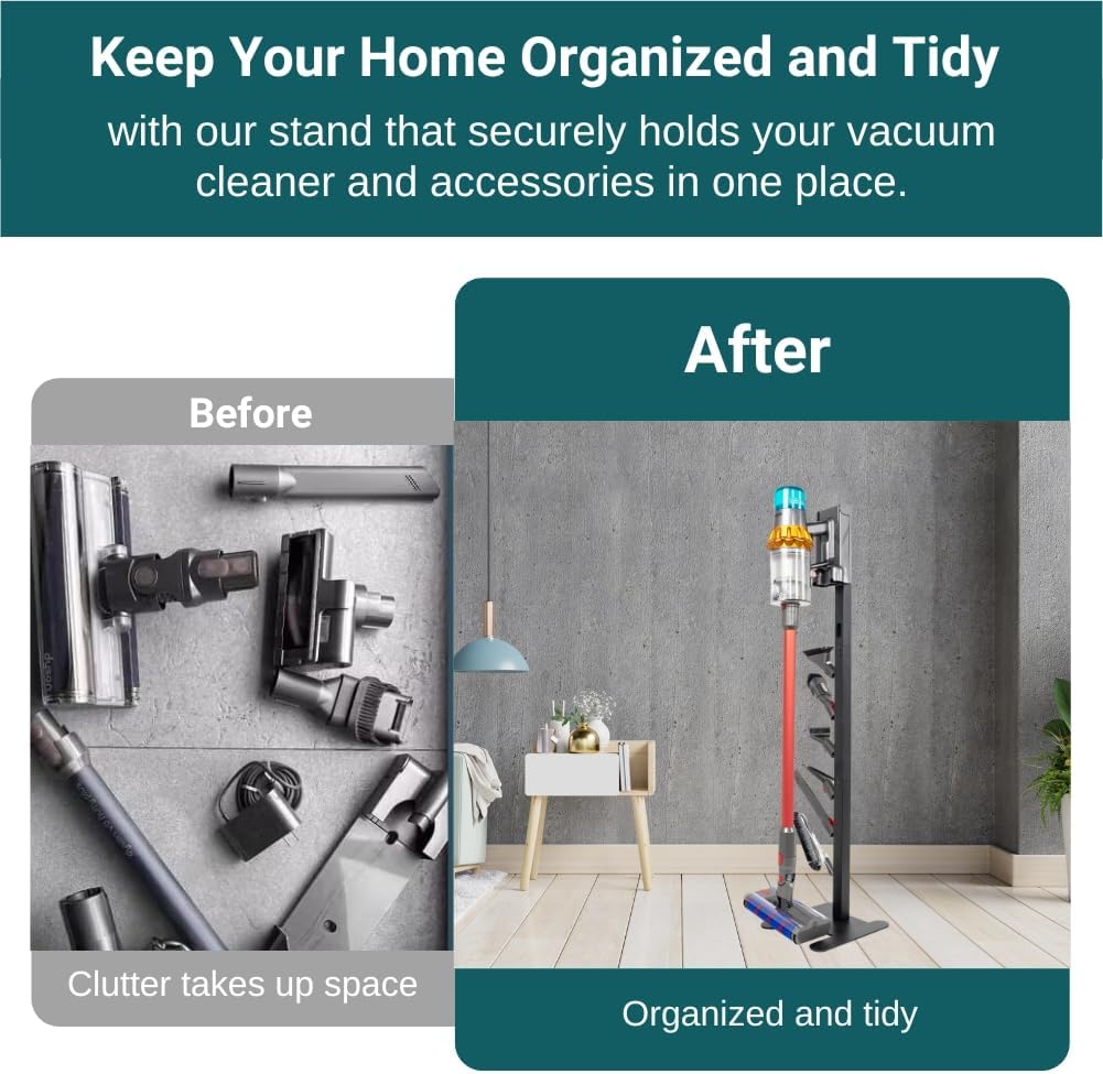 Vacuum Stand for DYS,Storage Stand Docking Station Holder,Compatible with DYS V15 V11 V10 V8 V7 V6 Cordless Vacuum Cleaners Accessories,Stable Metal Bracket Organizer Rack (Black, 6 Racks)