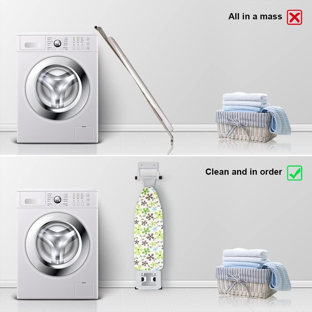Ironing Board Hanger Wall Mount Ironing Board Holder Organizer Wall Rack for Laundry Rooms Storage Rack Hanging Shelf Hanger (White)