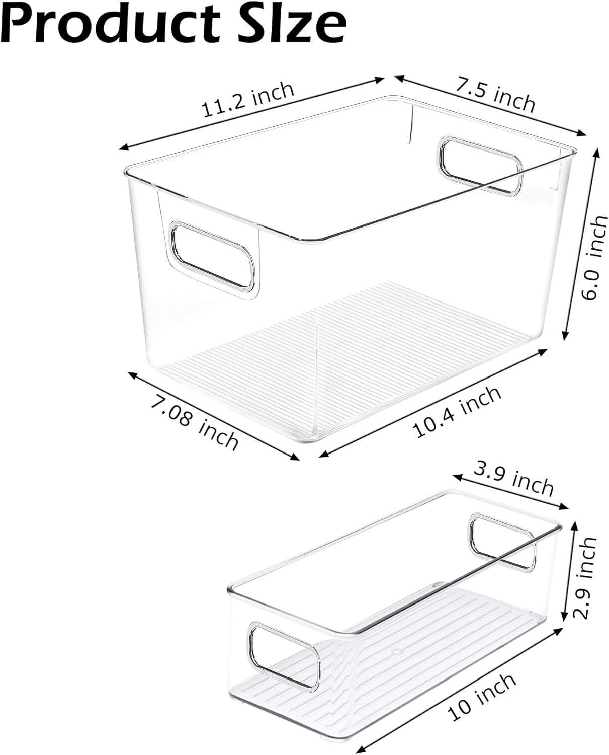 Clear Plastic Storage Bins 8 Pack - Pantry Organizers and Storage, Fridge Organizer Containers for Kitchen, Cabinet, Freezer, Bathroom, Clost, Home Organization