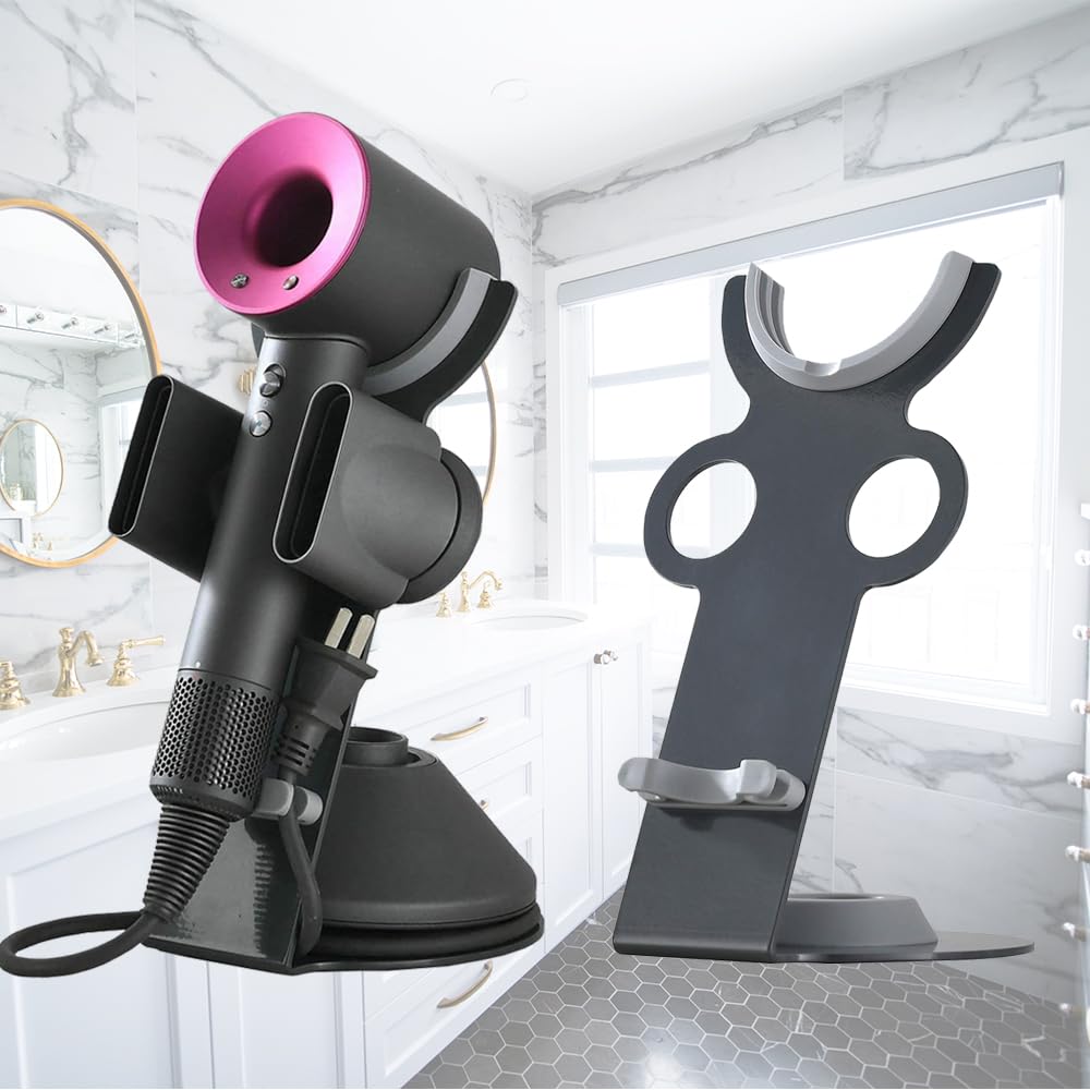 Foho Hair Dryer Holder for Dyson Supersonic, Magnetic Stand with Power Plug Cable Organizer, Bathroom Organizer Supersonic Dryer, Diffuser and Nozzles