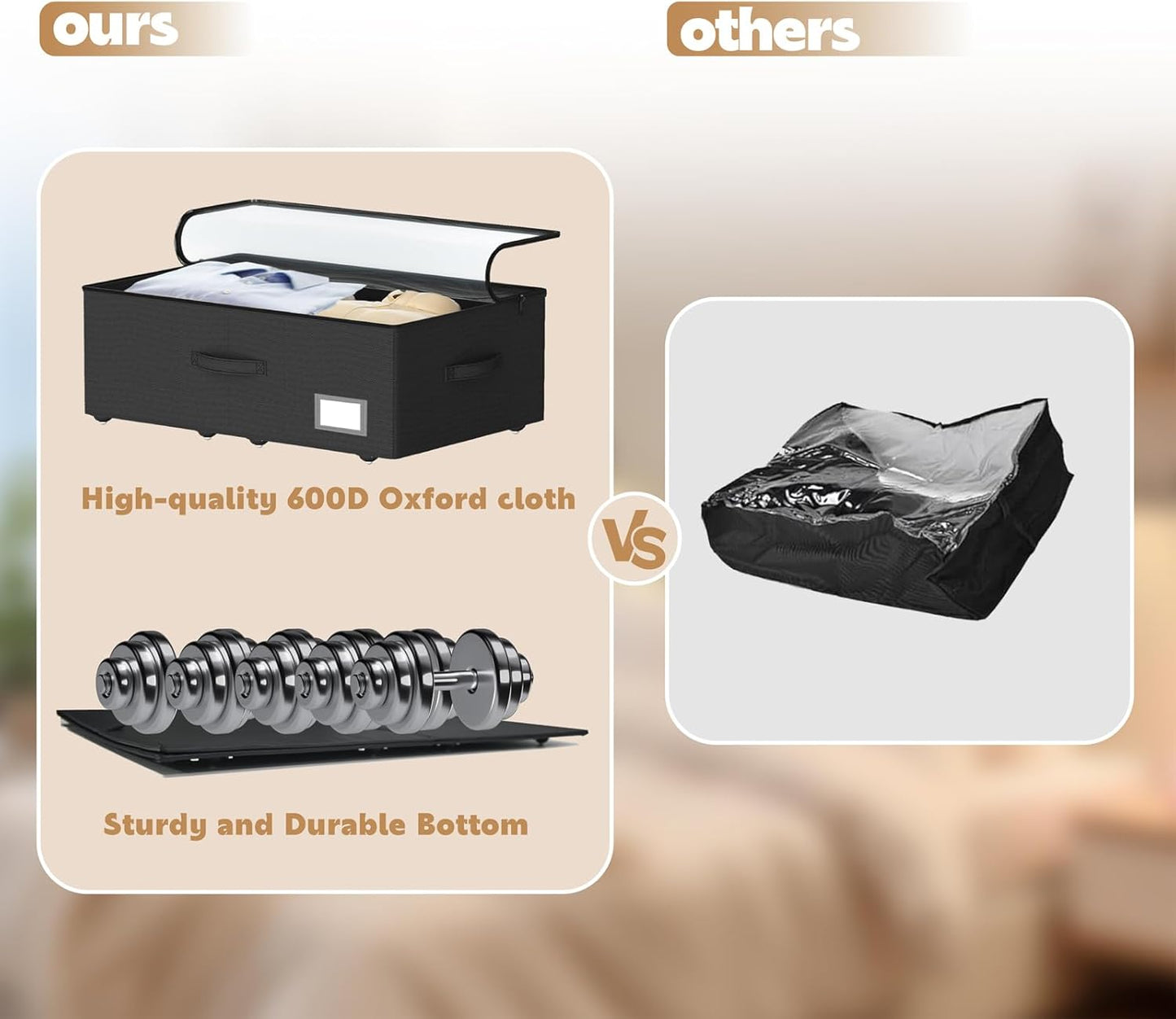 Under Bed Storage with Wheels, 2-Pack Under Bed Storage Containers with Clear Lids, No Assemble Required 10 inches Height, Rolling Underbed Storage Drawers Bins for Shoes, Clothes, Blankets, Toys
