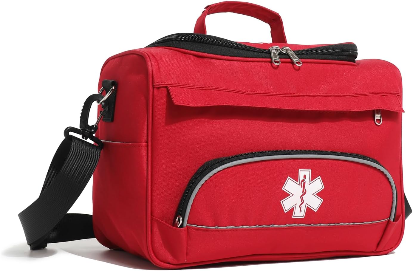 Empty Red First Responder Bag On Call Trauma Bag EMT First Aid Carrier for Paramedics and Emergency Medical Supplies Kit (Red)