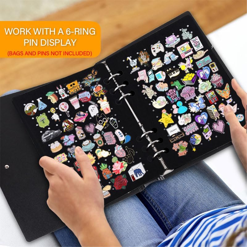 A5 Enamel Pin Display Pages,Creative Pin Collection with 5 Flip-Pages,Designed to Easily Trade & Display Enamel Pins (Pins Not Included)