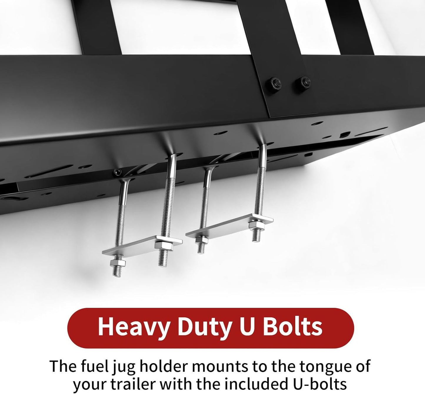 Upgrade Fuel Jug Holder, Black Gas Can Holder for Trailer, Sturdy Four-Way Support, Fits Two 5 Gallon Fuel Containers, Compatible with Vp Gas Can