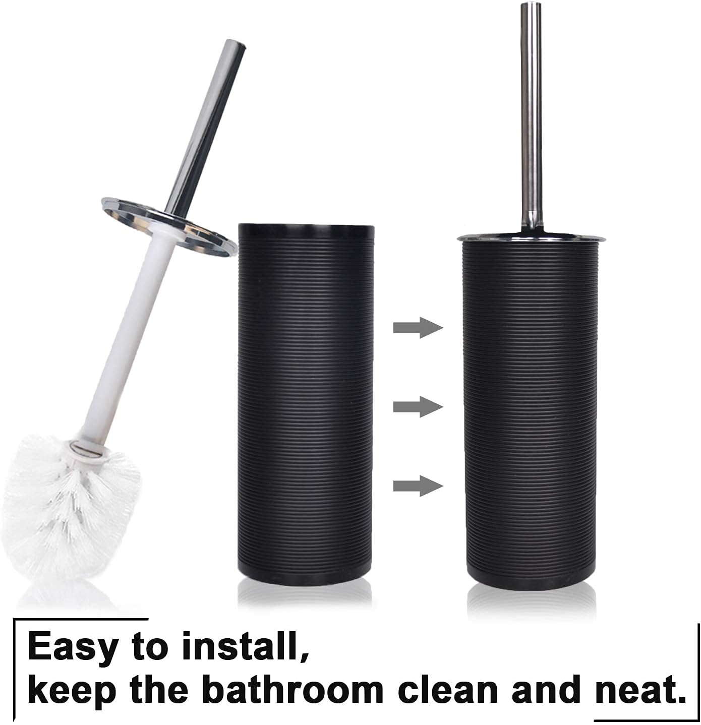 CERBIOR Bathroom Accessories Set 6 Piece Bath Ensemble Includes Soap Dispenser, Toothbrush Holder, Toothbrush Cup, Soap Dish for Decorative Countertop and Housewarming Gift, Black