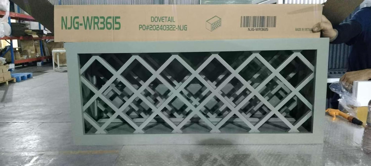 Solid Wood RTA Wine Bottle Rack Wall Cabinet with Lattice Panels - Wine Storage for Bar, Pantry, Cellar & Countertop - Mocha (Jade Green, 30'W 12'D 18'H)
