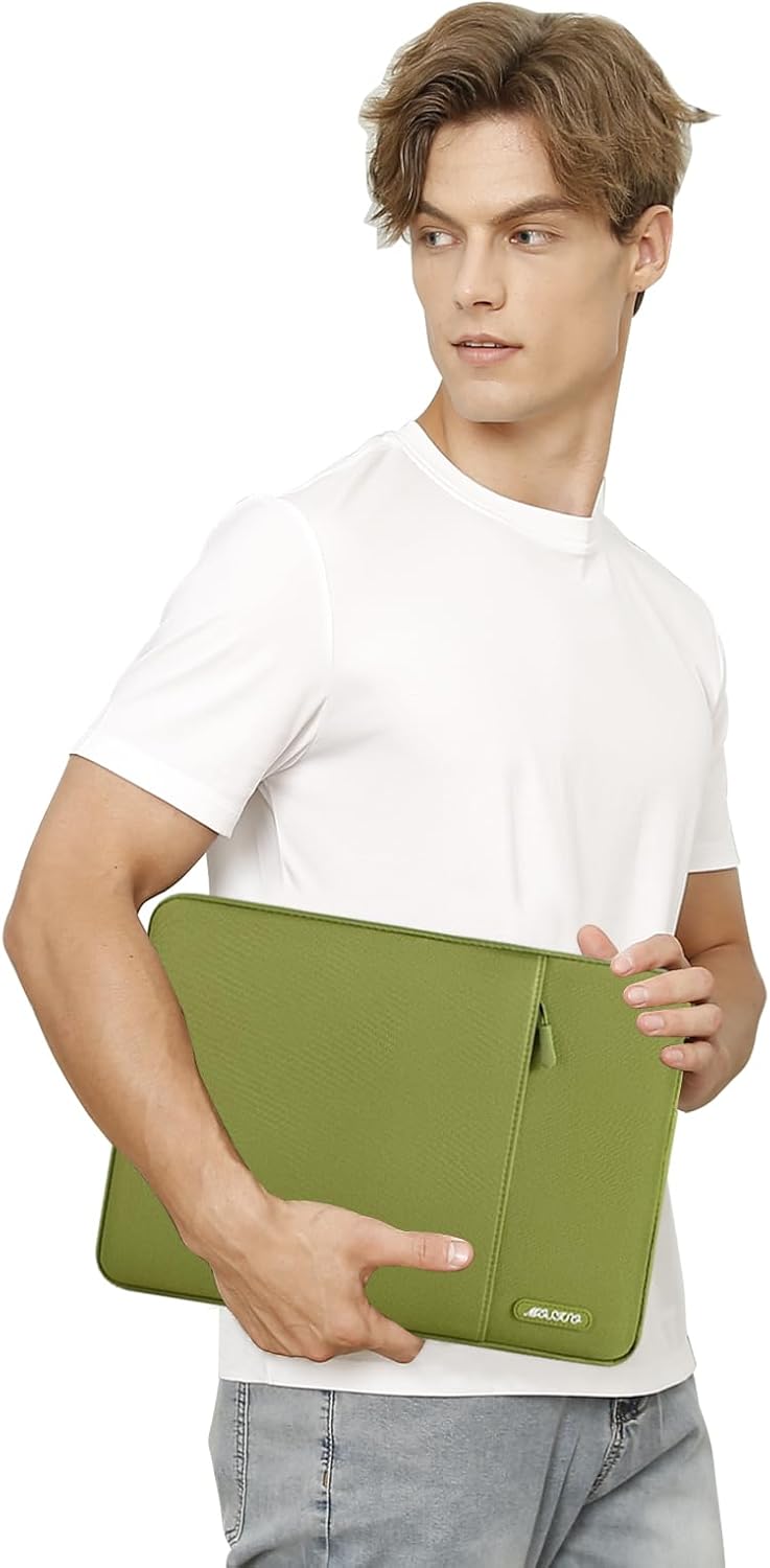 MOSISO Laptop Case 13 inch, 13 inch Laptop Sleeve Compatible with MacBook Air M4 M3 M2 M1 2025-2018 / Pro M2 M1 2025-2016, Polyester Vertical Computer Sleeve Bag with Pocket, Chartreuse