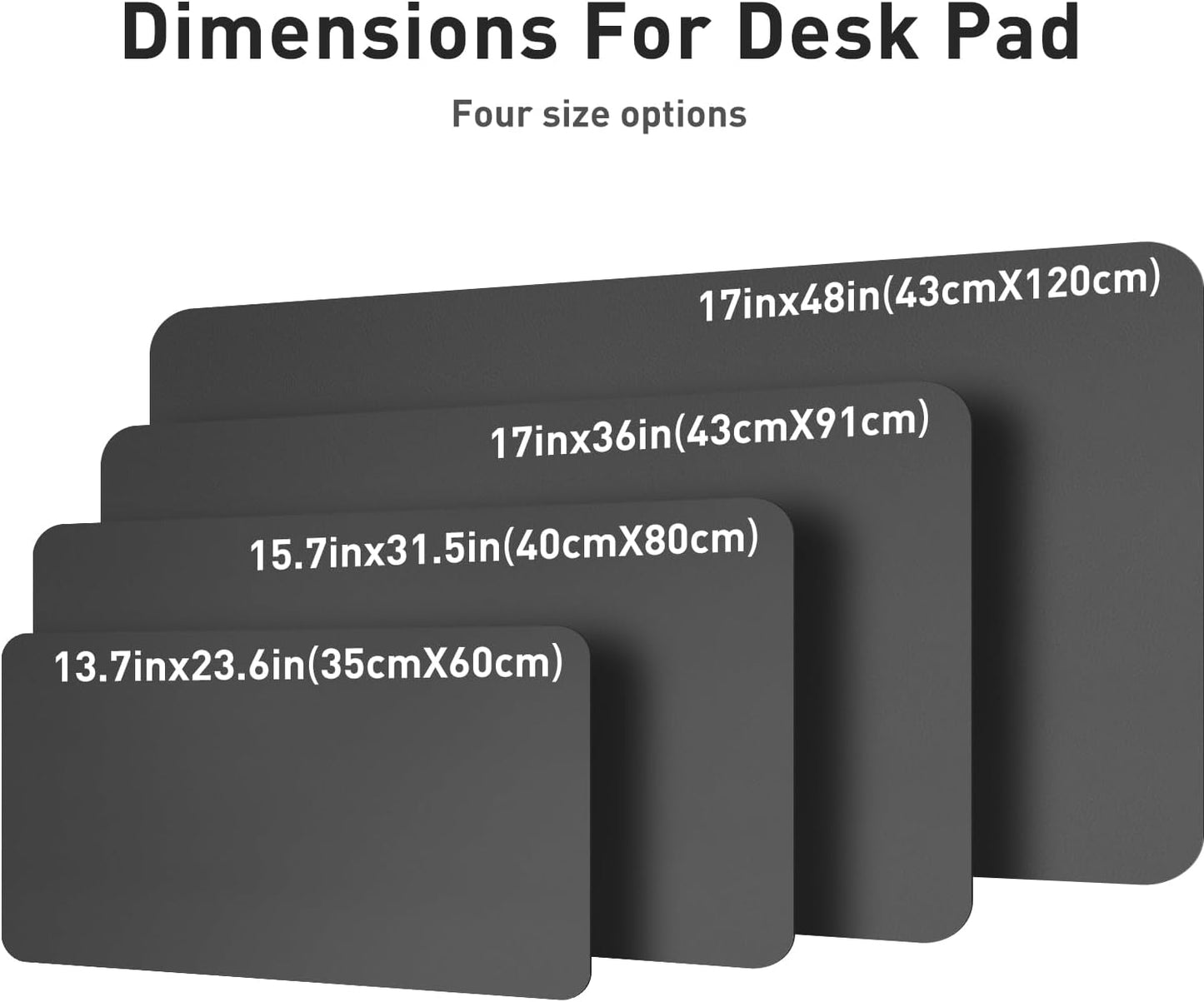 Aothia Leather Desk Pad Protector, Mouse Pad, Office Desk Mat, Non-Slip PU Leather Desk Blotter, Laptop Desk Pad, Waterproof Desk Writing Pad for Office and Home (48"x17", Gray)