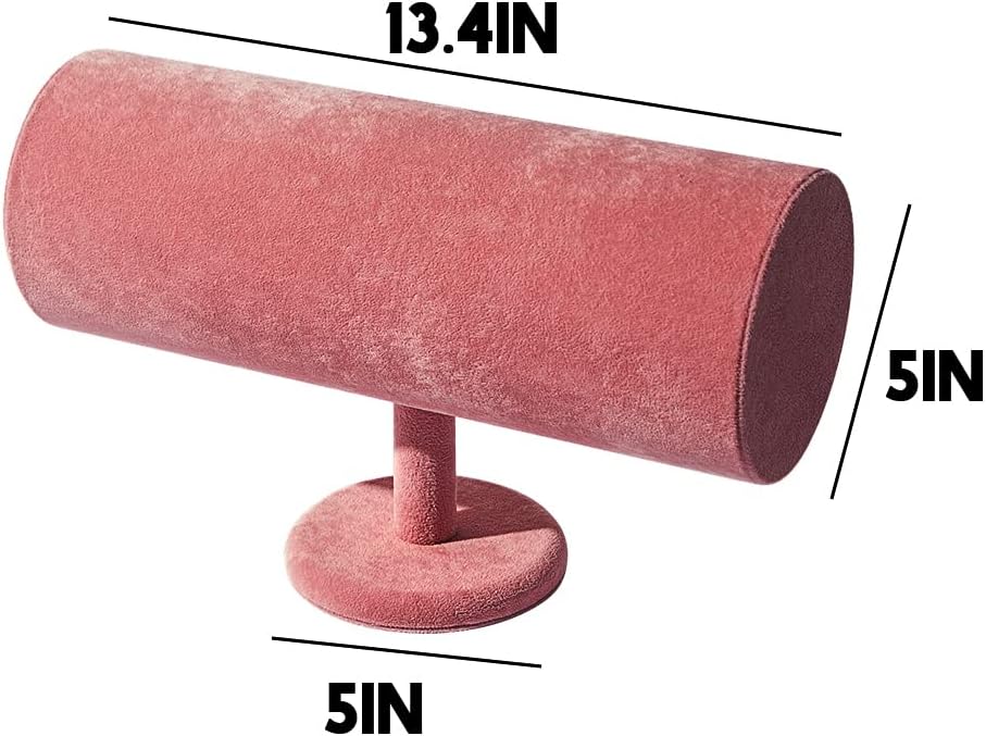 T-Bar Headband Holder Organizer for Show, Soft Velvet Hairband Stand Display, Hair Hoop Accessories Jewelry Storage for Home Bedroom (Peach Velvet)