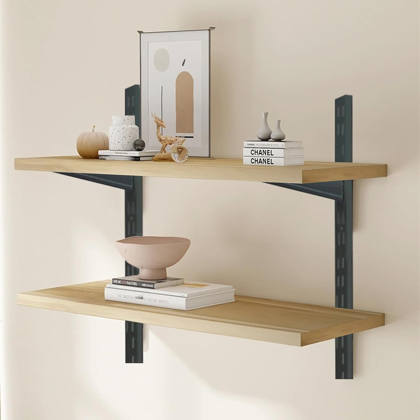 10 Pack 7‑Inch Adjustable Wire Shelf Brackets – Heavy‑Duty Double‑Track Closet & Wall Shelving System Supports(Black)