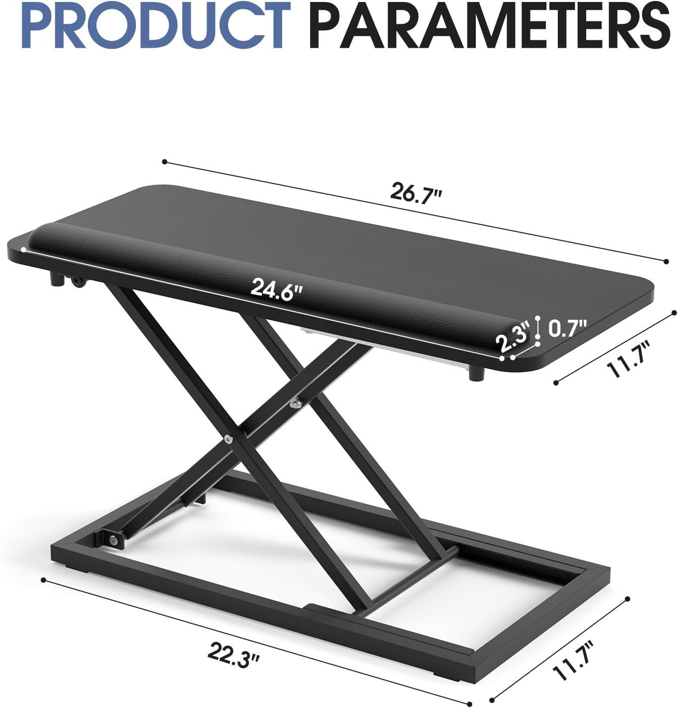 Omhuzsyo Standing Keyboard Tray Keyboard stand, Adjustable Height Keyboard and Mouse Riser for Desktop,For Ergonomic Sit Stand Workstations With Wrist Rest、Laptop Desk 26.7 x 11.7 Inch(Black)