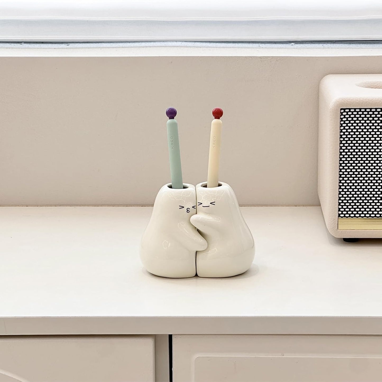 Ceramic Toothbrush Holder for Bathroom, Cute Tooth Brush Holders for Bathroom Countertop Home Office Table Decor