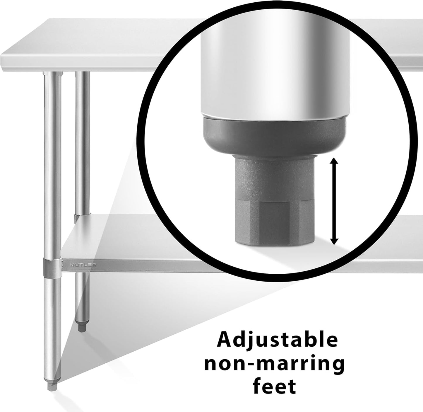 KUTLER Stainless Steel Table 24 x 60 Inches, NSF Heavy Duty Commercial Kitchen Prep and Work Table with Undershelf for Restaurant, Hotel, Home