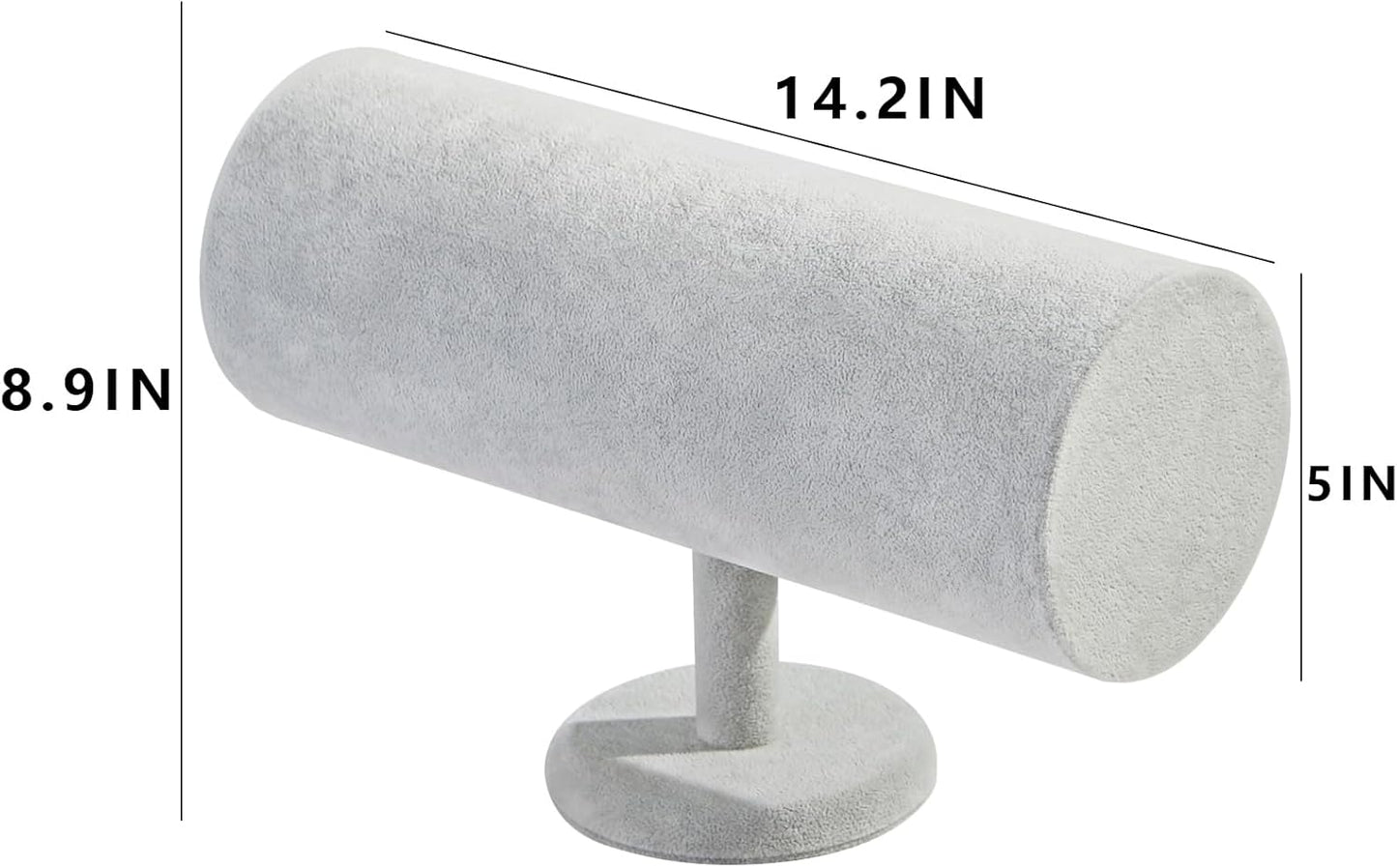 T-Bar Headband Holder Organizer for Selling, Soft Velvet Hairband Stand Display, Hair Hoop Accessories Jewelry Storage for Home Bedroom (Gray Beige Velvet)