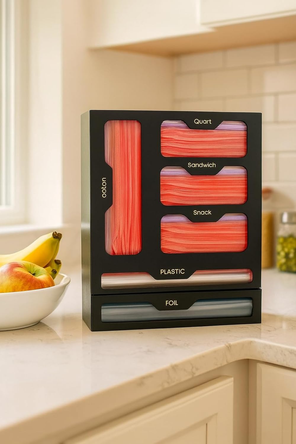 6 in 1 Ziplock bag organizer Bamboo Organizer, Compatible with Gallon, Quart, Sandwich and Snack.