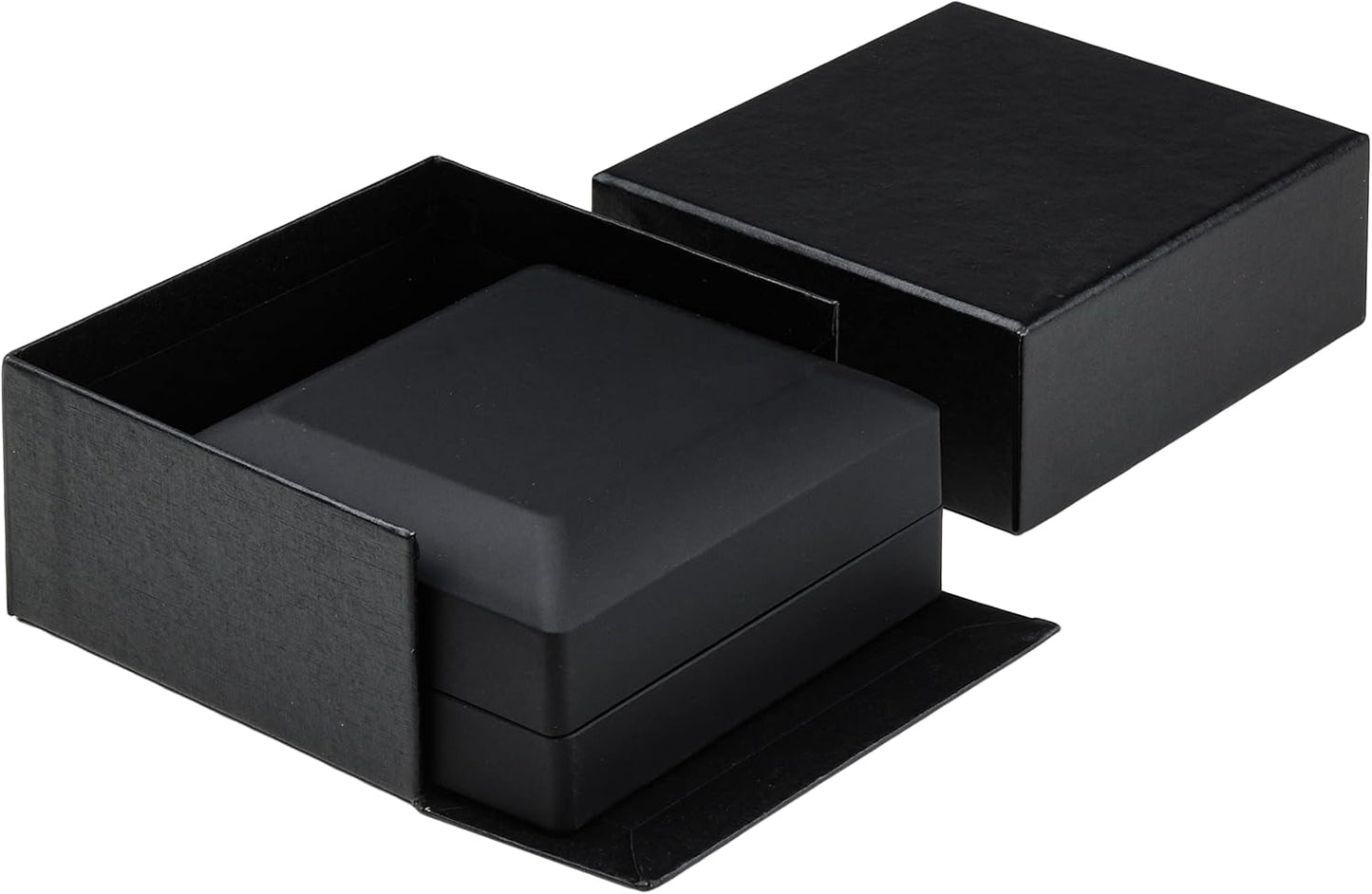 Allure - Bulk Case Of 12, Luxury Earring & Pendant Box With LED Light, Elegant Diamond Pendant & Earring Case, Small, Black Velvet Interior Jewelry Display Gift Box For Unique Proposal Or Wedding