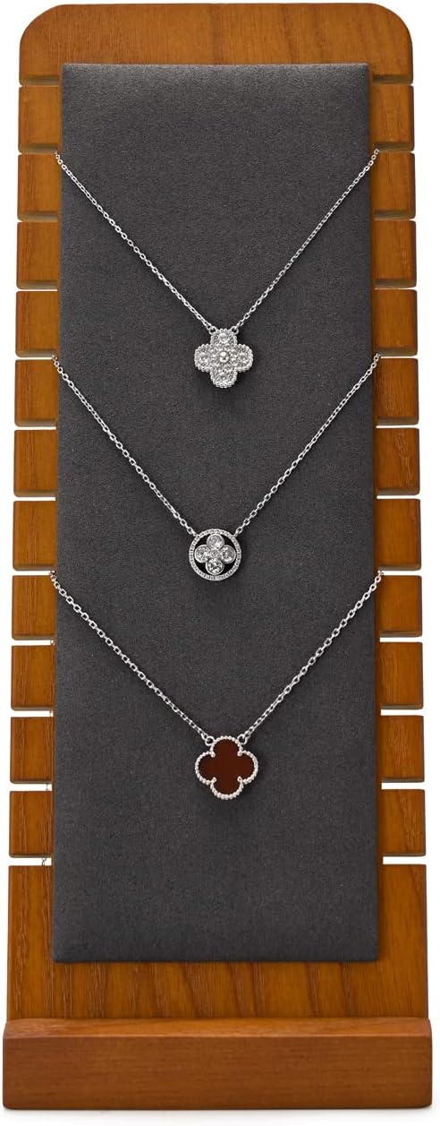 Oirlv Solid Wood Necklace Organizer Showcase Necklace Display Stand Jewelry Display Holder (Grey)