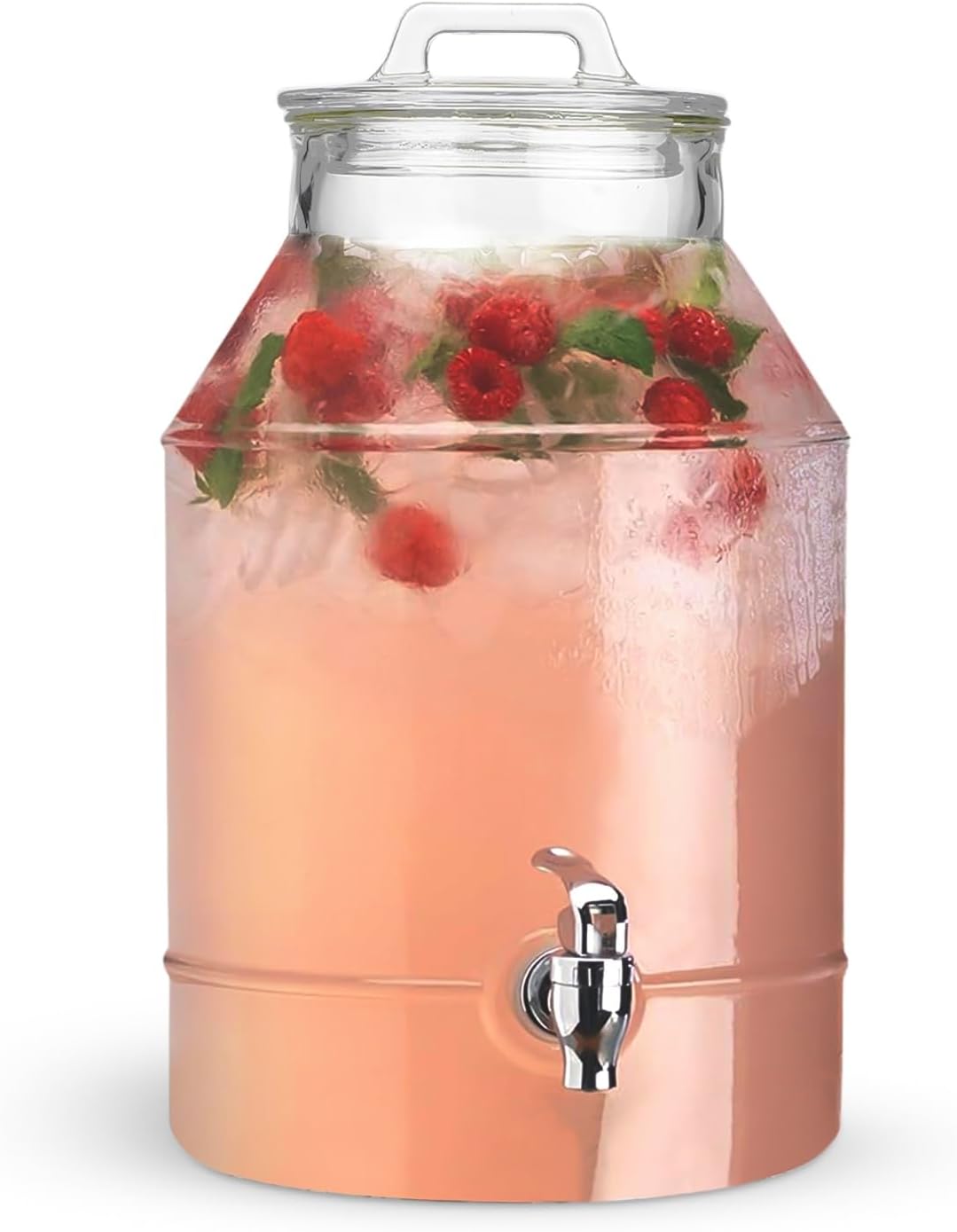3 Gallon Glass Drink Dispensers For Parties,Classic Mason Jug Beverage Dispensers With Glass Lid With Handle And 100% Leakproof Spigot.Glass Water Jug Dispenser,Lemonade Dispenser