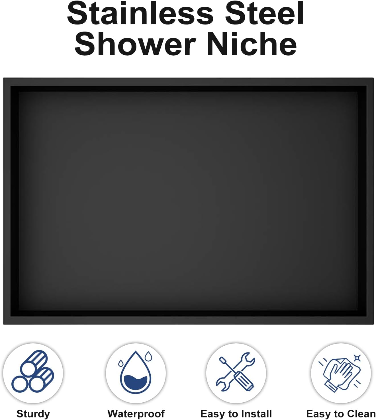 Achelous Stainless Steel Insert Shower Niche 18" X 12" NO Tile Needed, Bathroom Wall Niche Recessed Shower Shelf Organizer, Wall-inserted Niche Recessed Shower Caddy, Matte Black