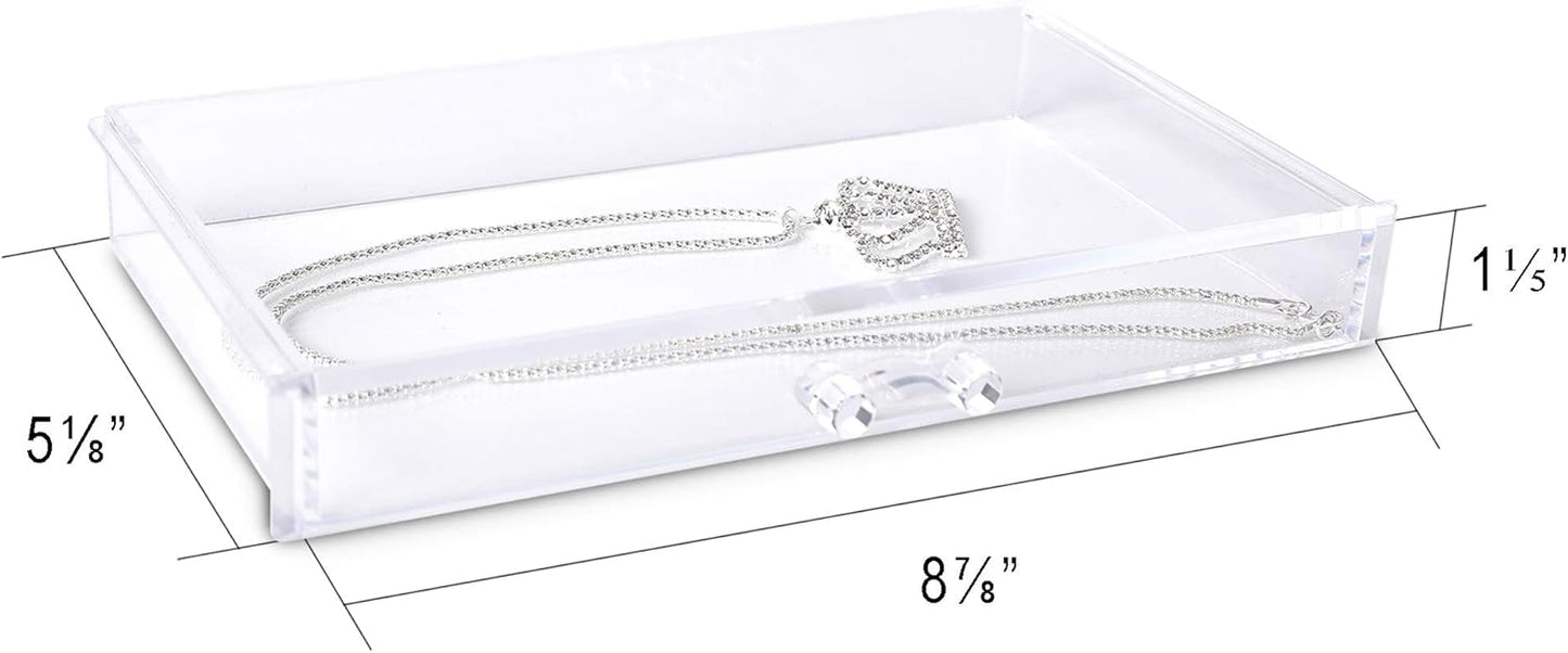 Frebeauty Extra Large Acrylic Jewelry Box for Women 5 Layers Clear Jewelry Organizer Velvet Earring Box with 5 Drawers Rings Display Case Necklaces Holder Tray for Women Girls(Purple)