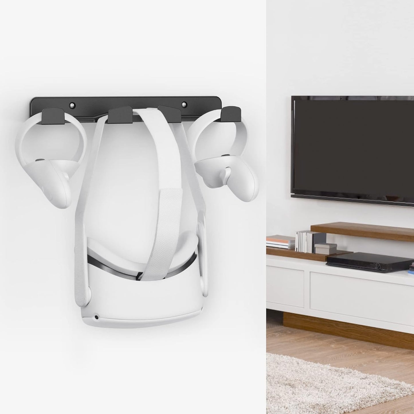 SOKUSIN VR Wall Mount - Storage Stand Holder Hook for Meta/Oculus Quest 2/3/Quest/Rift/Rift S/PSVR 2/Valve Index/HTC Vive/HP Reverb G2/PlayStation VR Headsets, Gaming Controller Hanger Space Saving
