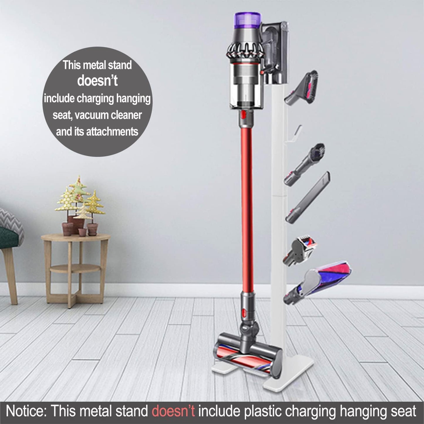 Storage-Stand-Docking-Station-Holder Compatible with V15 Detect V11 V10 V8 V7 V6 Cordless Vacuum Cleaners, Stable Metal Organizer Rack(White, 6 Hooks)
