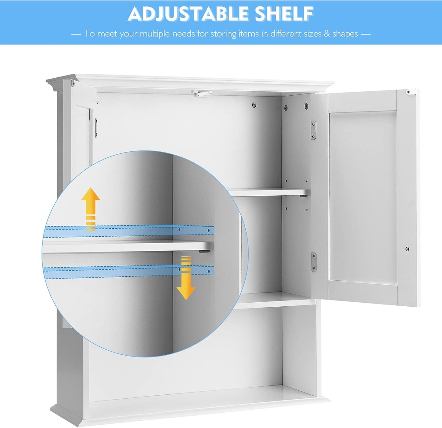 Tangkula Bathroom Wall Cabinet, Wooden Hanging Storage with Doors & Shelves, Multipurpose Wall Mounted Bathroom Medicine Cabinet for Kitchen Living Room