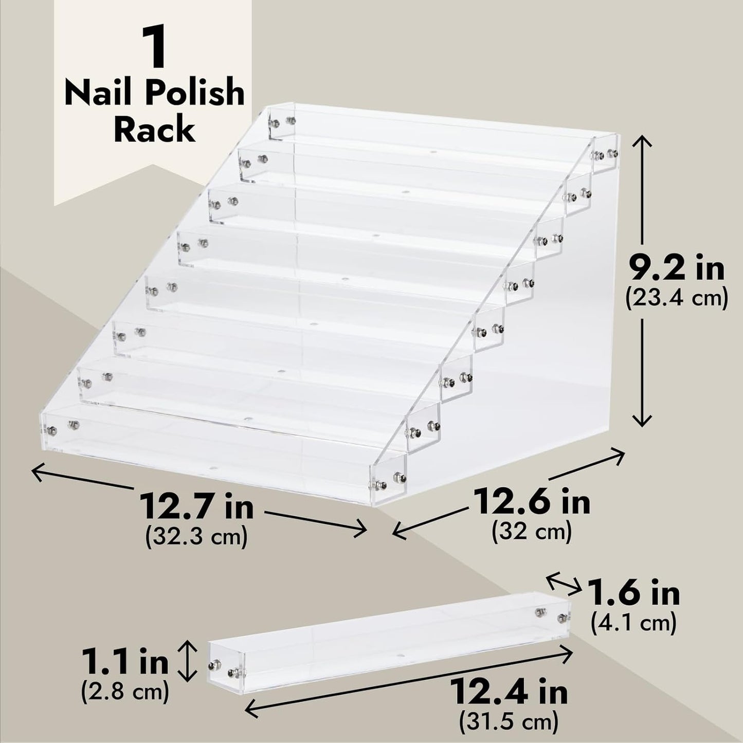 Okuna Outpost 8-Tier Acrylic Nail Polish Rack - 96-Bottle Nail Polish Organizer - Essential Oil Organizer & Paint Storage - 2.5mm Acrylic Tiered Display Stand - 12.75 x 12.5 x 9.25 in