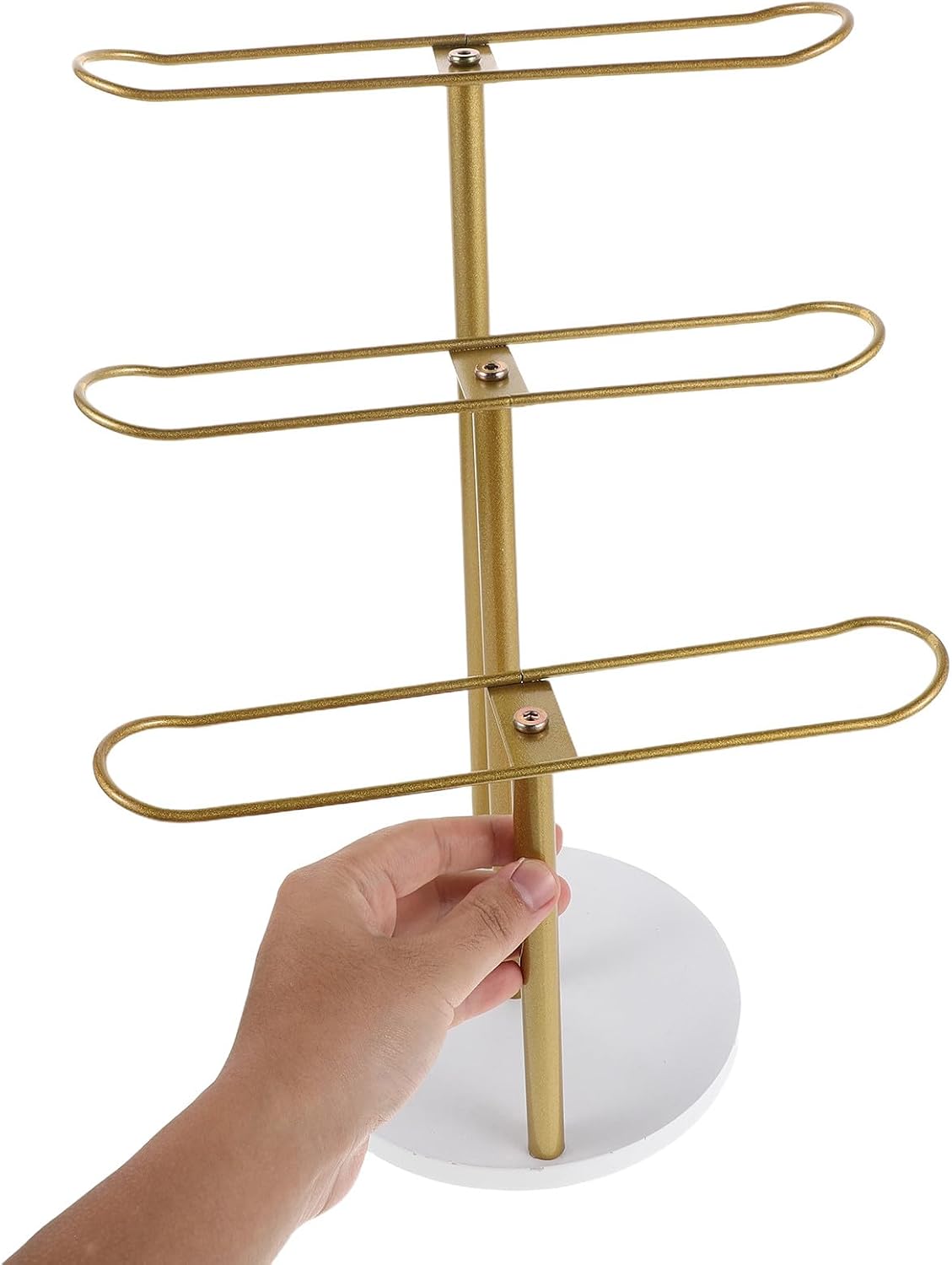 NUOBESTY Metal Headband Holder 3-Tier Scrunchie Holder - Hairband Hair Hoop Organizer - Hair Accessories Display Stand - Jewelry Bracelet Watch Organizer